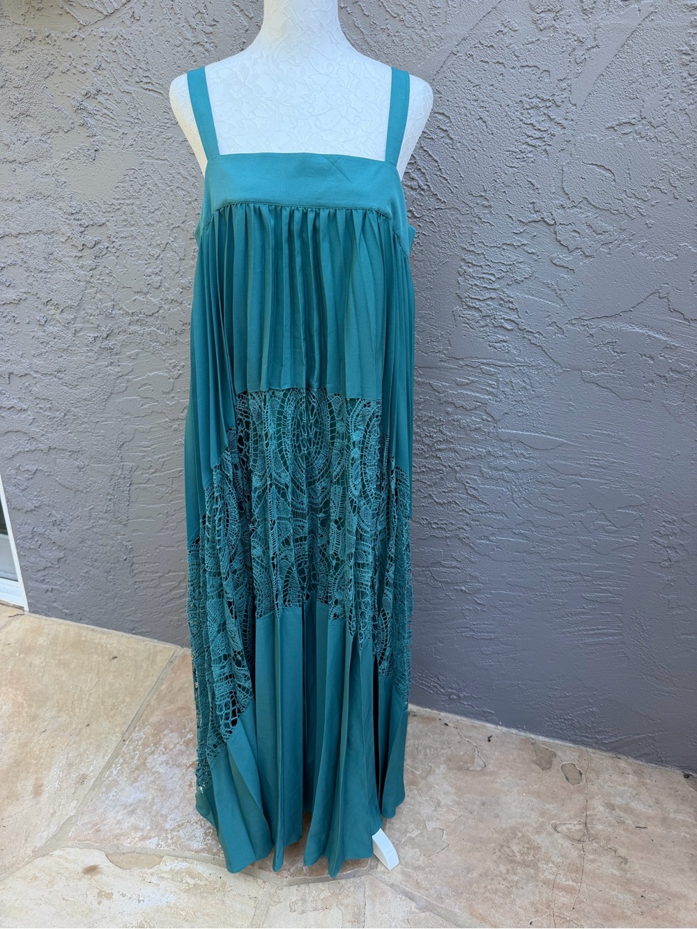 Teal Lace Panel Maxi Dress - Women
